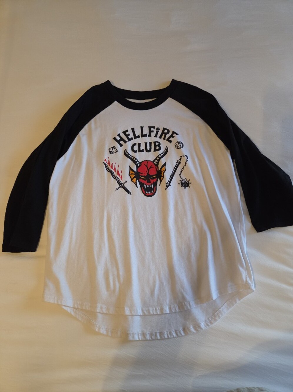 Hellfire Club Graphic Baseball Tee - White & Black